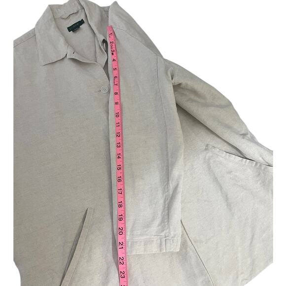 VTG J.Crew Linen Button Front Blazer Unstructured Beige Men's Sz Large Classic - Picture 10 of 11